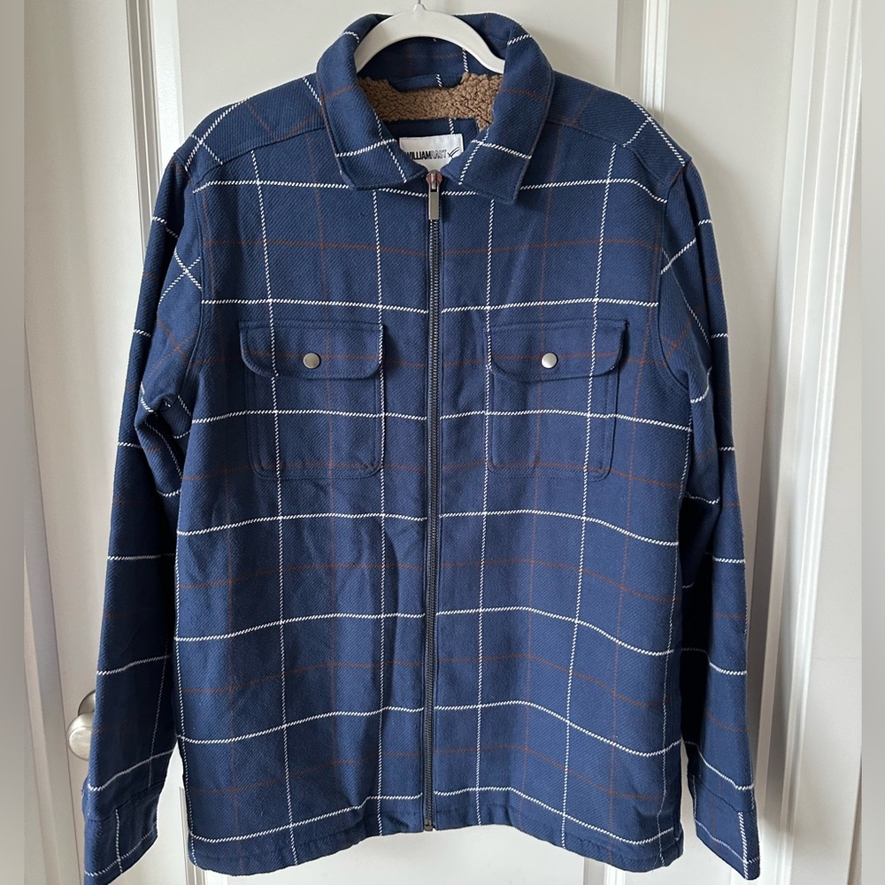 Outdoor William Rast Men's Navy / Blue Plaid Lined Fleece Jacket-M
